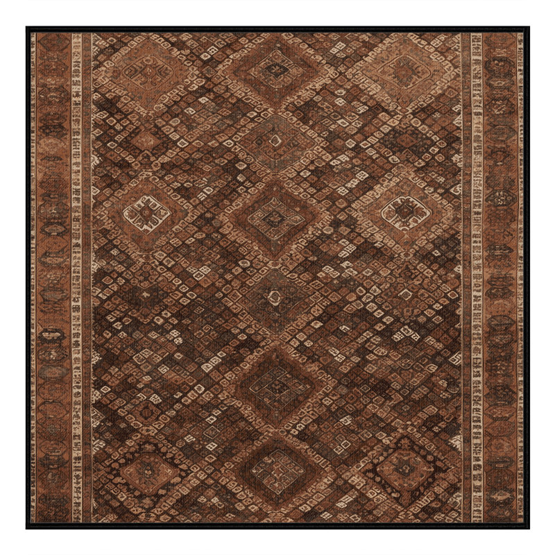 Tapis brun lavable à la machine, Carré 5 pi