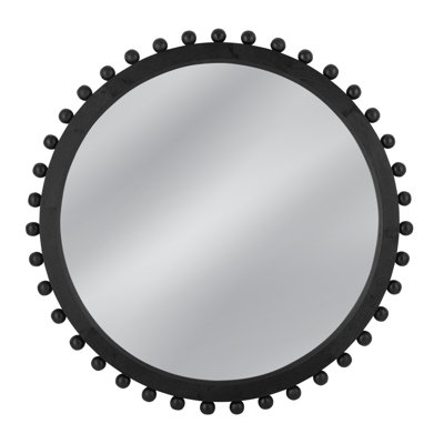 Round Renn Wall Mirror – Matte Black Frame with Modern Knob Detail