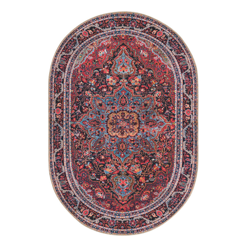 Tapis oriental bourgogne Gamero, Ovale 4 pi 1 po x 6 pi 1 po