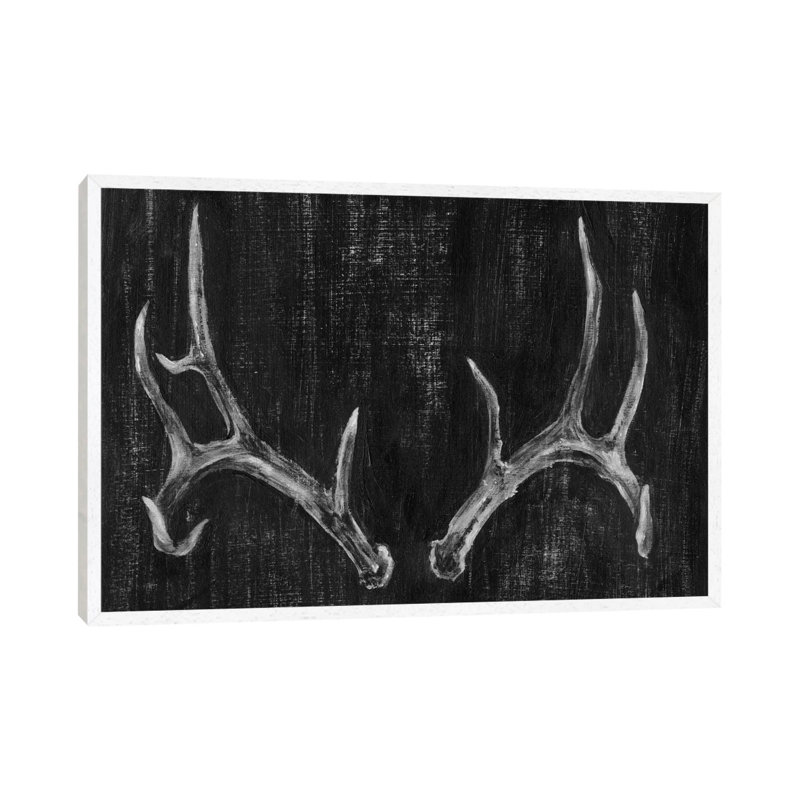 Rustic Antlers II by Ethan Harper - Print on Canvas, 101.6 cm H x 66.04 cm W, White Floater Framed