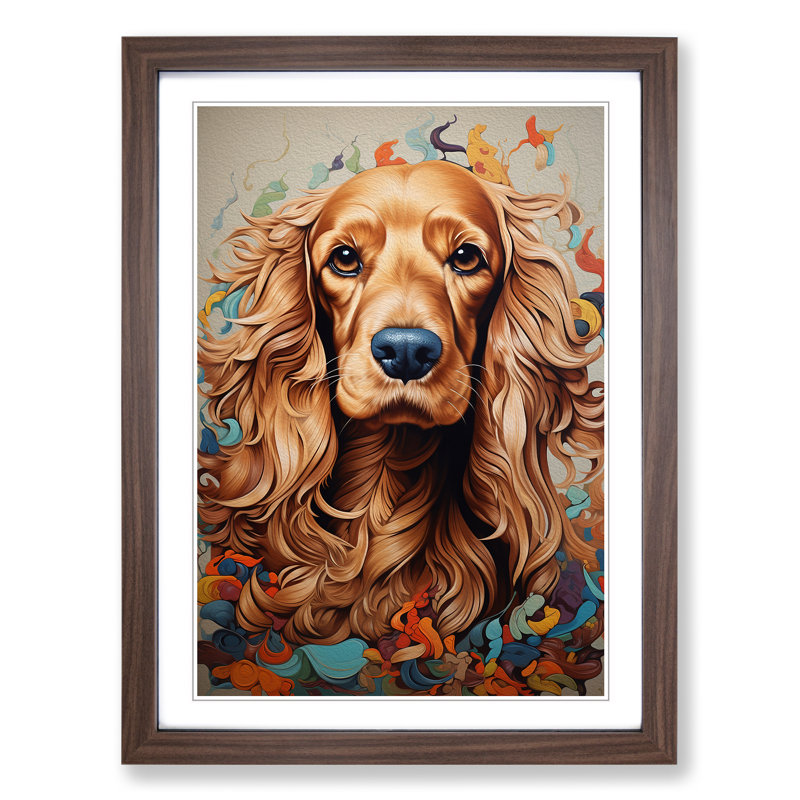 Single Picture Frame Print on Wood, 64cm H x 46cm W, Walnut Framed