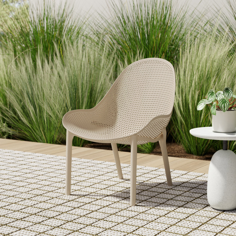Farrah Outdoor Armless Lounge Chair, Taupe