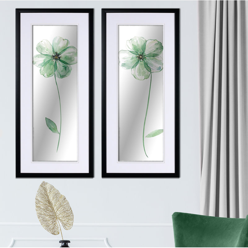 « sage fleur », ensemble de 2 reproductions de peintures à l’acrylique encadrées, Noir