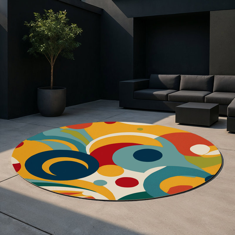 Dynamic Prime Streak Indoor And Outdoor Area Rug, Round 5'