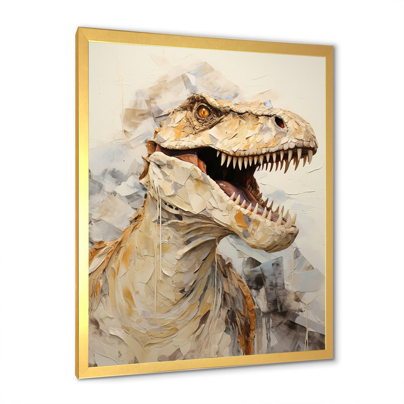 " Dinosaur T Rex Supreme I ", Gold Single Picture Framed, 20" H x 12" W x 1" D
