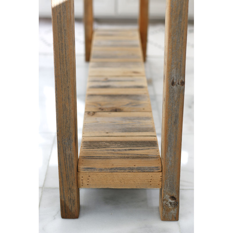 Natural Unfinished Reclaimed Wood Farmhouse Console Table