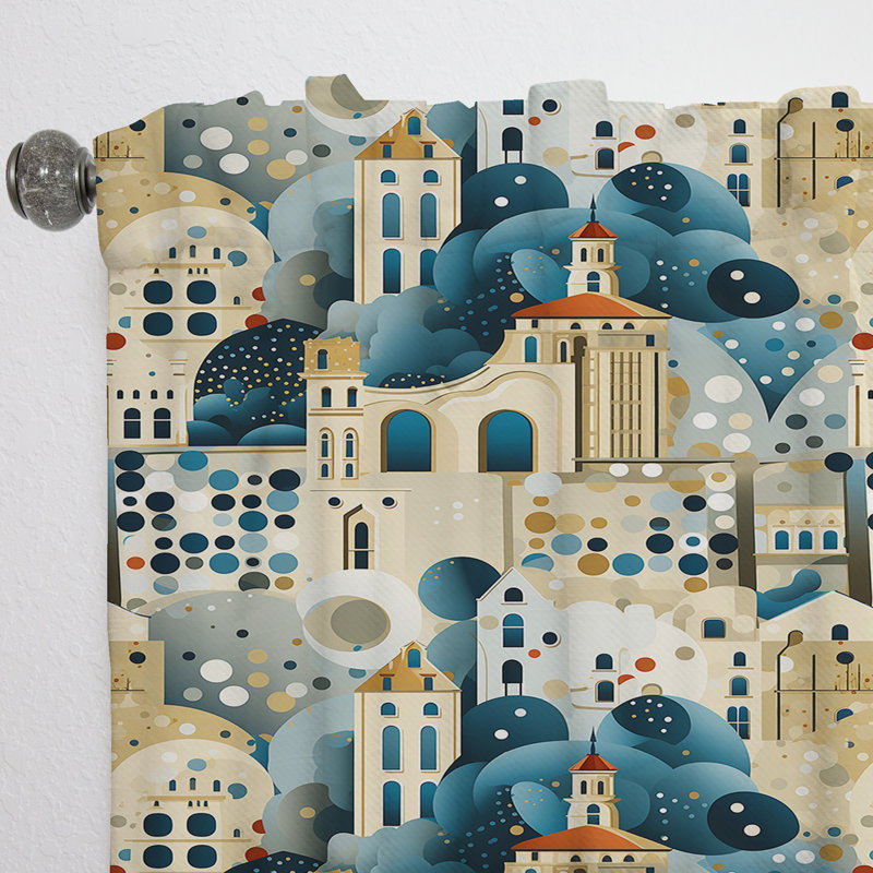Motif à pois architectural I Splendor P - Rideau abstrait - Velours obscurcissant - 1 panneau, L 52 po x L 90 po
