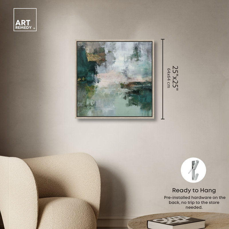 "Glassy Marsh I", impression sur toile encadrée par Art Remedy, cadre en chêne naturel, 24 x 24, 25"H x 25"W