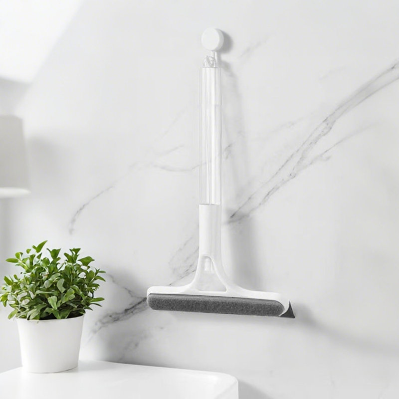Spray Water Window Squeegee Brush Cleaner, White