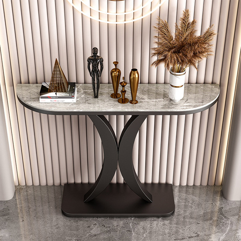 Console, Gris clair, Noir, H 31,5 po x l 63 po x P 11,8 po