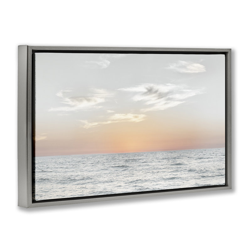 Cadre flottant Dancing Surf Beach Waves, design par Karin Connolly, Cadre flottant gris lustré, H 17 po x l 25 po