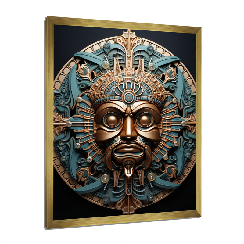 Native Force Mask II - reproduction sur toile, Encadrement doré, H 32 po x l 16 po x P 1 po
