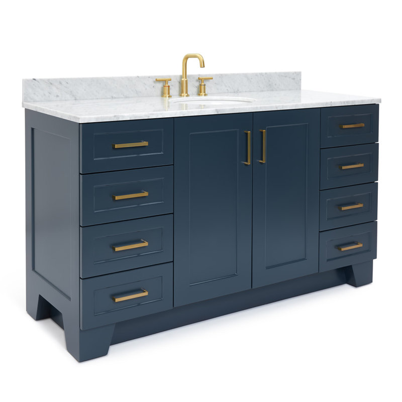 ARIEL TAYLOR 61 IN SINGLE RECTANGLE SINK VANITY, Oval, Midnight Blue