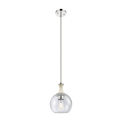 Downtown Urban - Astor - Luminaire suspendu suspendu à une corde avec 1 lumière - Accent enveloppé de cordon blanc - Abat-jour transparent