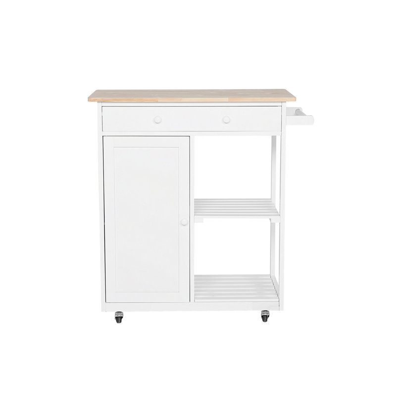 Uma Wood Kitchen Cart, White