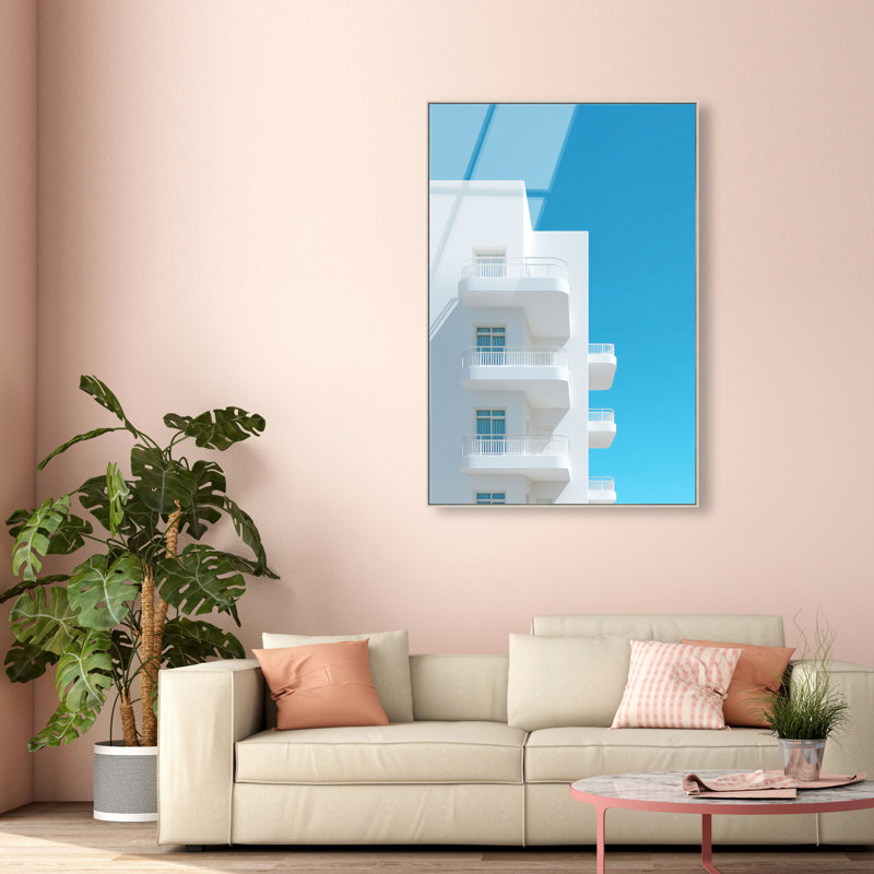 Modular White II Print, 37"H x 25"W, Silver Floater Frame