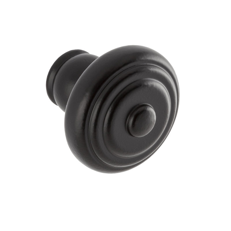 Garner 1-9/16" Diameter Matte Black Round Cabinet Knob, Matte Black