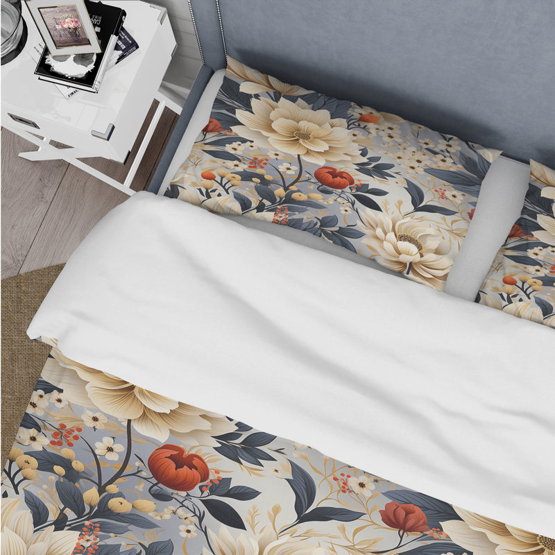 Ensemble de housse de couette bleu et beige, Housse de couette pour très grand lit et 2 très
