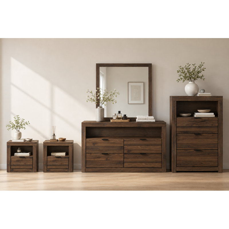 5-Pieces Bedroom Sets, Walnut