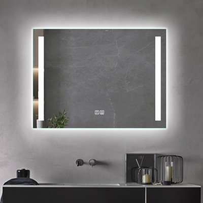 LED Lighted Vertical/Horizontal Wall Mounted Frameless Rectangle Double Strip Bathroom Makeup Vanity Mirror / Touch Switch / Waterproof / Dimmable / 3 -  Orren Ellis, 0B6E6A0501464CC2AE03E3683E0EE8B3