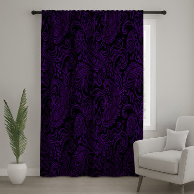 Rideaux de fenêtre mauve à motif cachemire, voilages et voilages à motif cachemire - 1 panneau