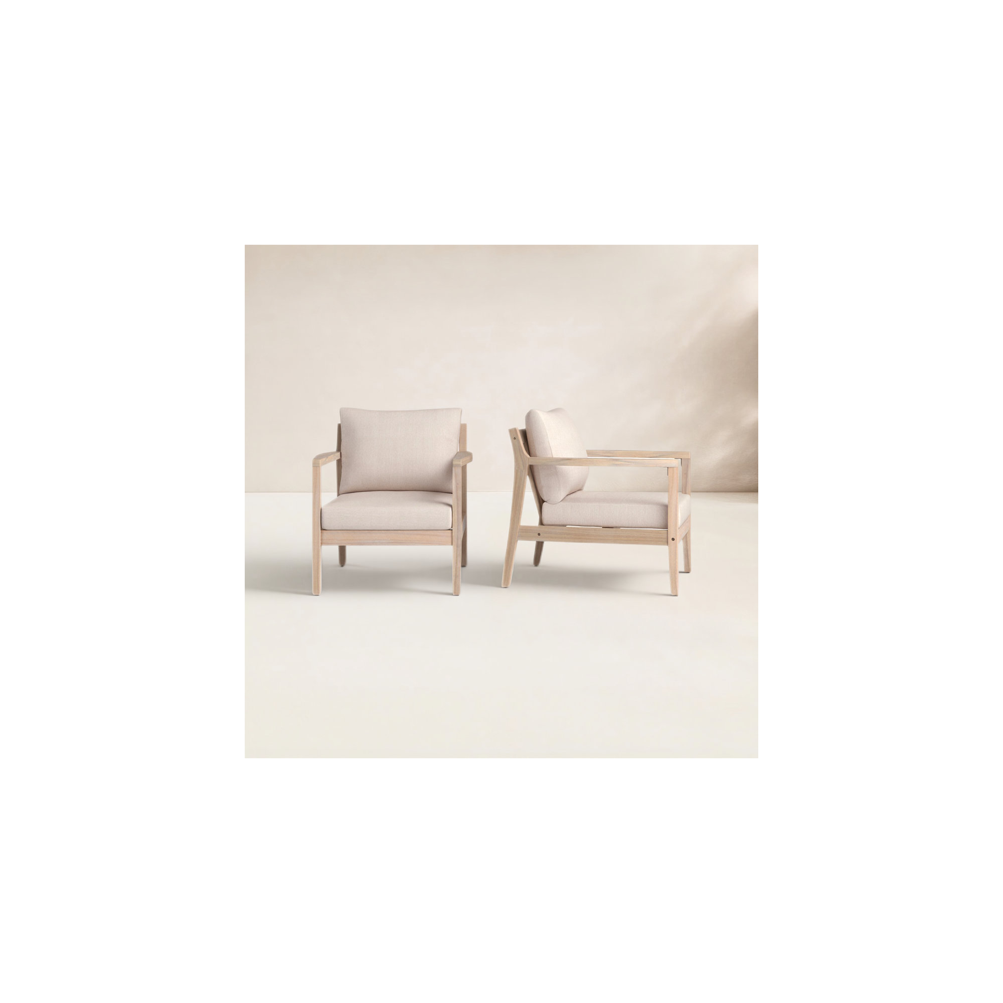 Amina Acacia Outdoor Lounge Chair, Beige Performance