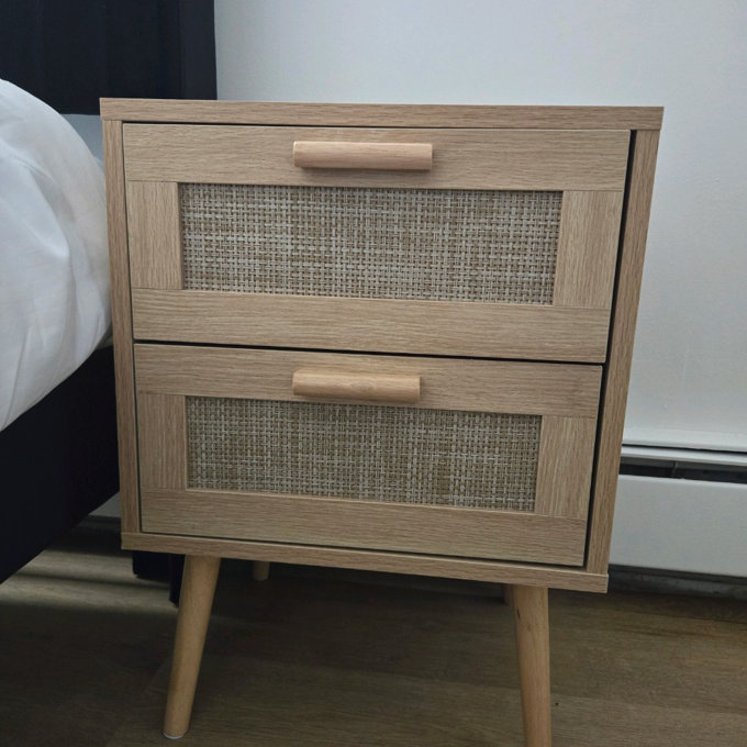 Spurlin Rattan Nightstand With 2 Storage Drawers - Set of 2