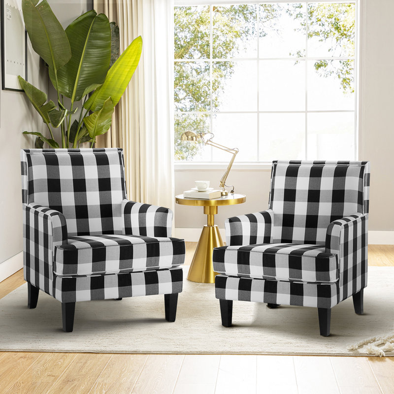 Fauteuil Amara de 69,85 cm de large, À carreaux noirs