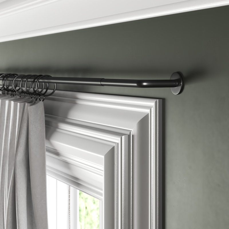 Stefano Adjustable 0.63" Single Curtain Rod, 84" W, Silver