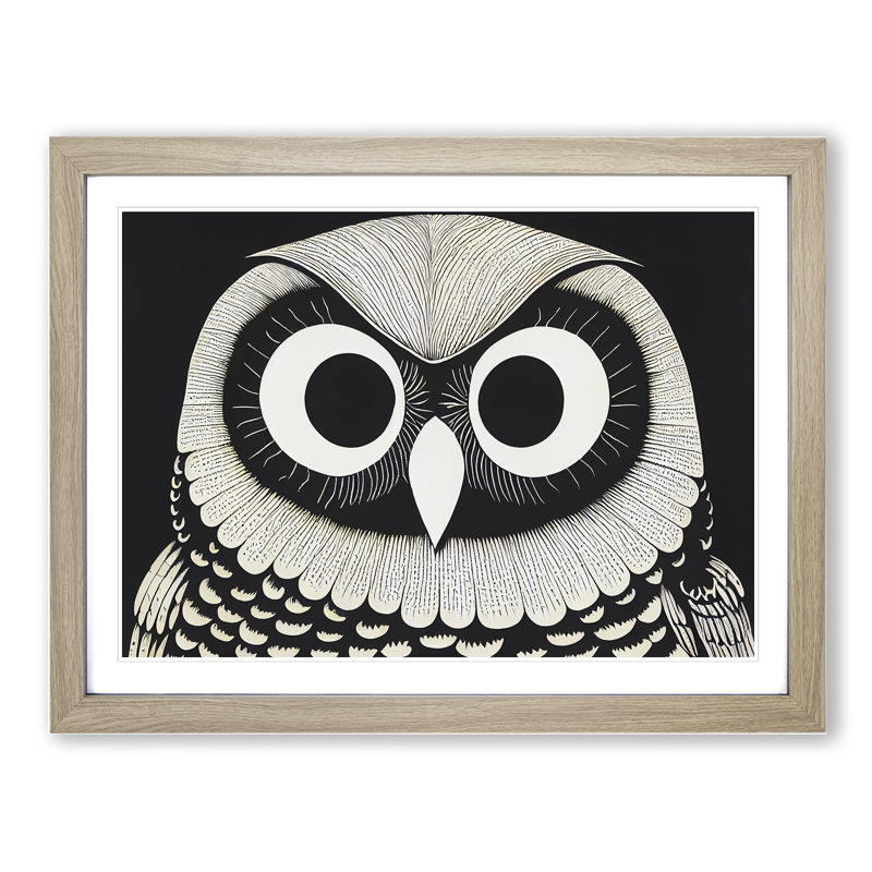 XH1022-9465X Unique Owl Art Vol.2 - Single Picture Frame Print, 46cm H x 64cm W x 2cm D, Oak