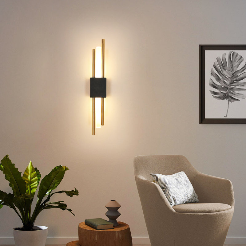 3000K 1-Light 40cm Black & Gold LED Bar Wall Sconce 