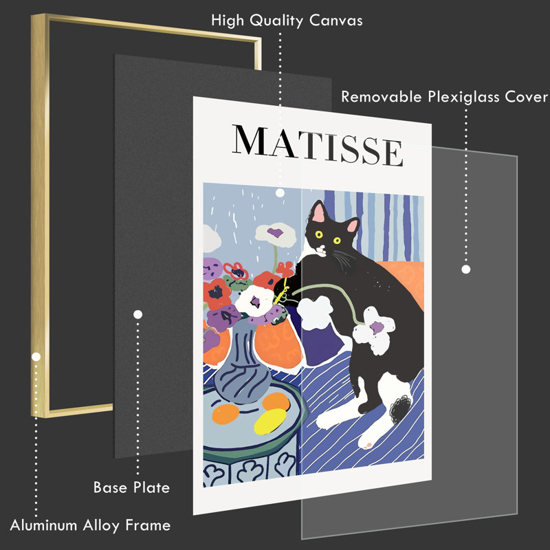 "Matisse", reproduction d'art encadrée sur toile par Henri Matisse, H 16 po x l 24 po x P 1 po, Encadrement doré