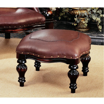Alfredo Victorian Faux Leather Ottoman
