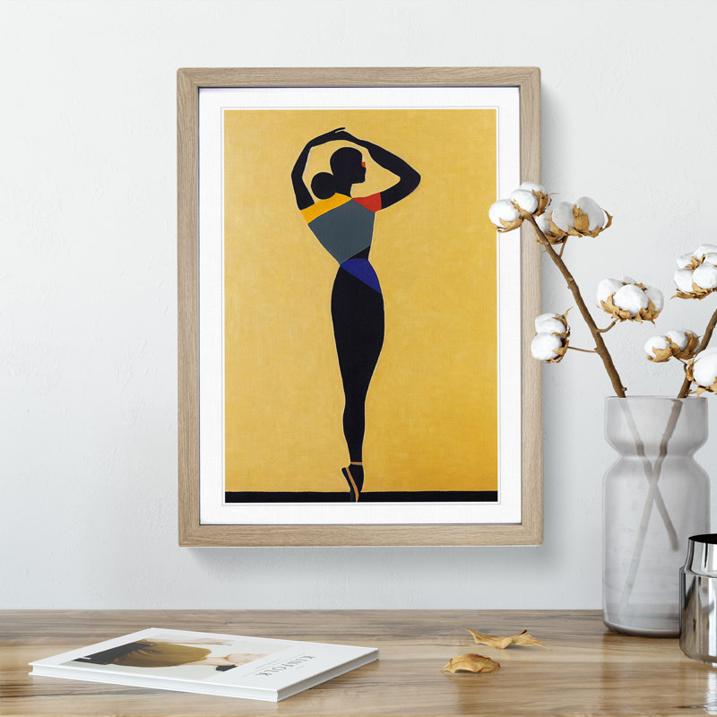 Dancer Woman In Abstract No.2 - Single Picture Frame Print, 46cm H x 34cm W x 2cm D, Oak