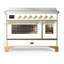 Cuisinière à induction de 48 pouces avec 6 éléments à induction en blanc Majestic III Series (garniture laiton)-124828916-124828918