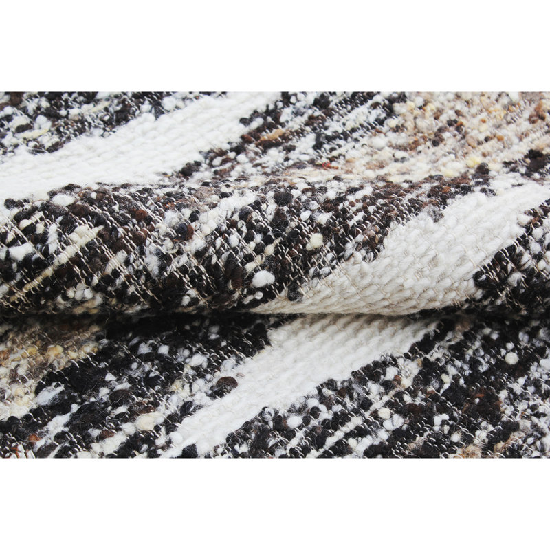 Tapis brun / noir / ivoire de haute qualité noué à la main, Rectangle de 10 pi x 14 pi
