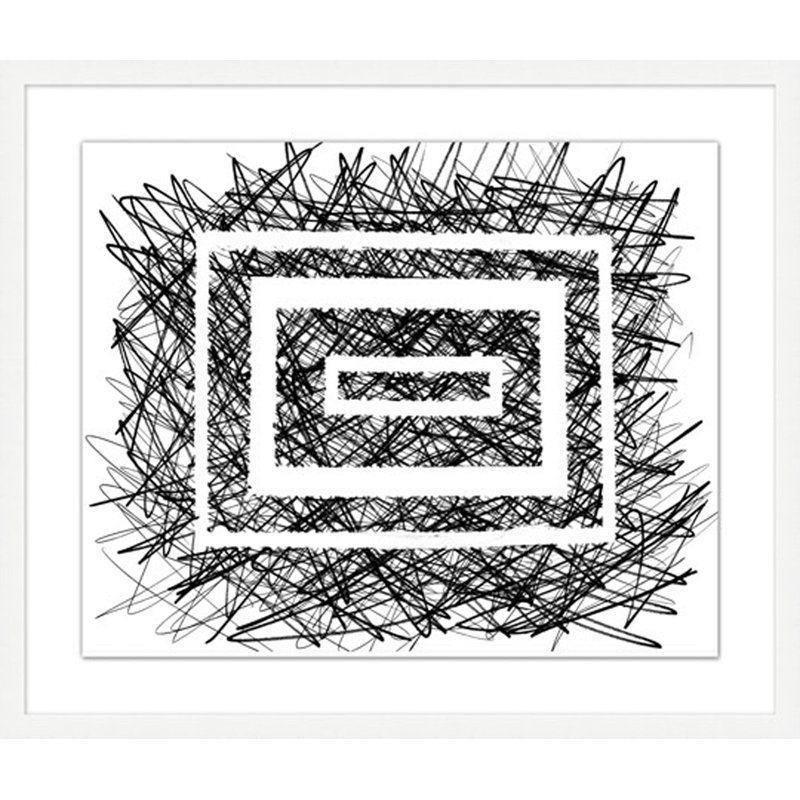 Scratched 2 par Thom Filicia - Peinture encadrée sur papier, Noir, noir, noir, noir