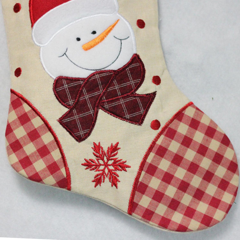Chaussette de Noël 17 "rouge et beige