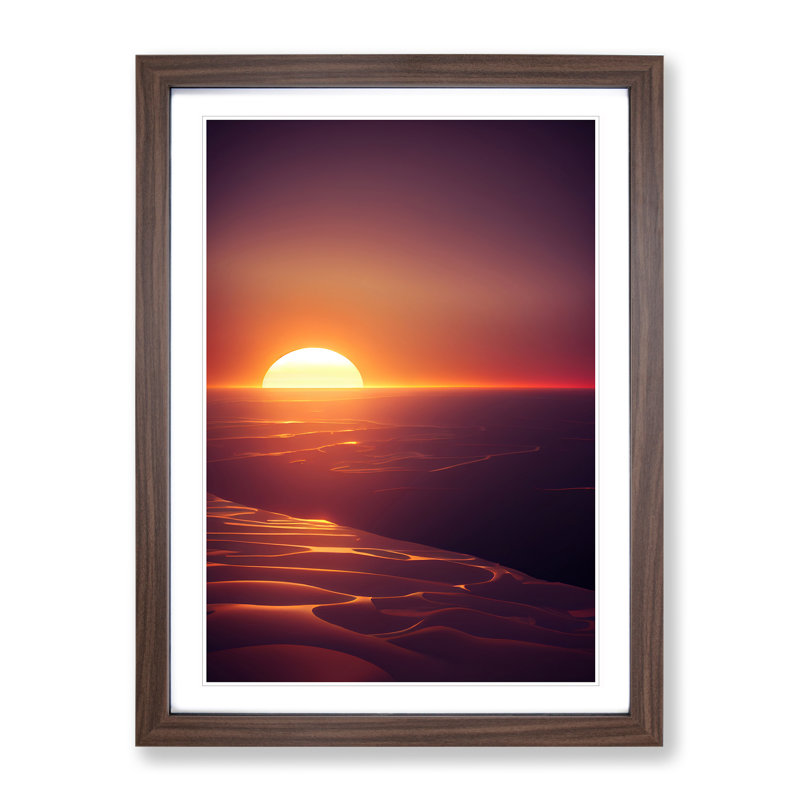 Desirable Sunset - Framed Print, 64cm H x 46cm W x 2cm D, Walnut
