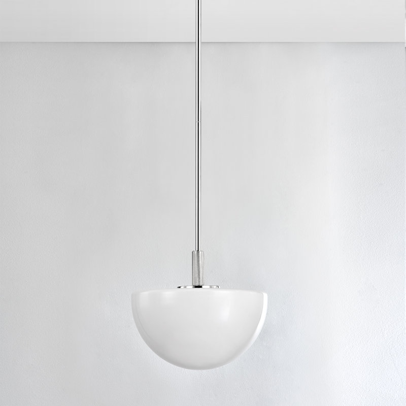 LETHBRIDGE 1 LIGHT PENDANT, Polished Nickel, 17.5" H x 15" W x 15" D