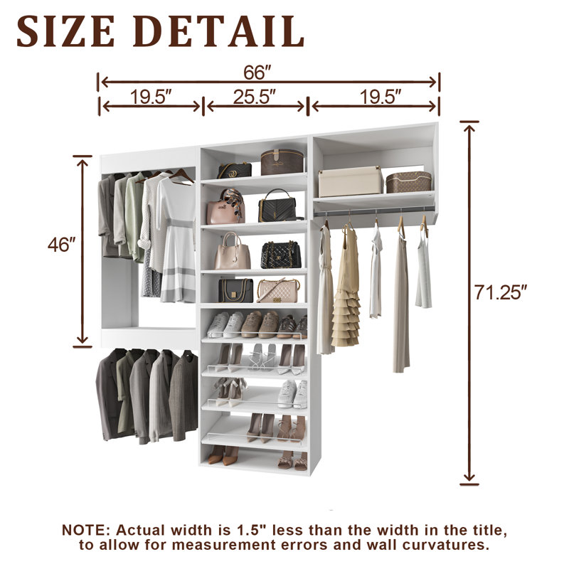 Modular Closet System, Versatile and Customizable Walk-In Design for Efficient Storage and Organization, 66" Wide