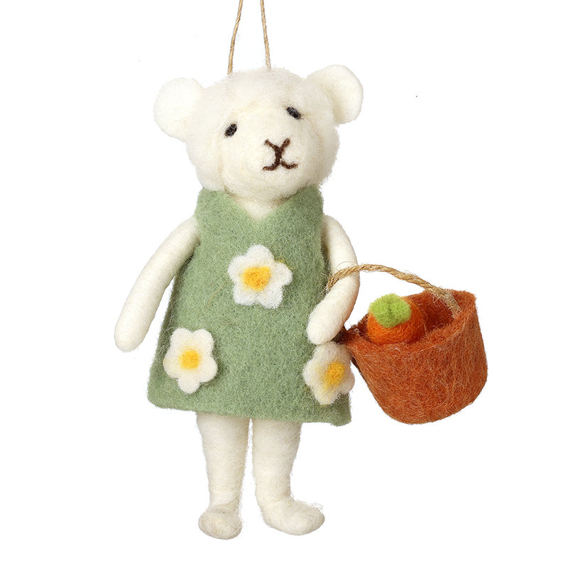 Felt Mouse Lamb In Flower Dress