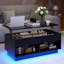 Table basse à plateau relevable Chappa avec bande lumineuse à DEL RVB, compartiment caché et tablette ouverte-1140384295