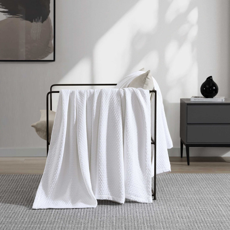 Couverture blanche en coton Vera Wang Matelesse, Blanc, Très grand lit