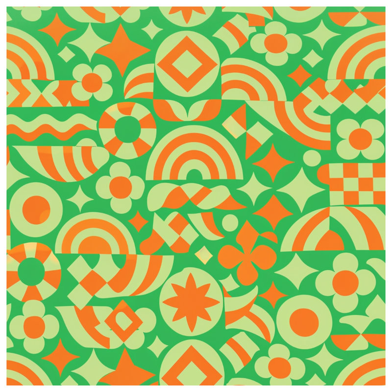 Green Orange Geometric Shapes Comforter, Twin Extra Long