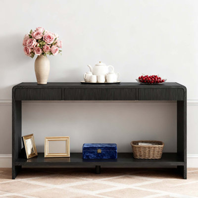 Modern 3-Drawer Console Table with Vertical Slats