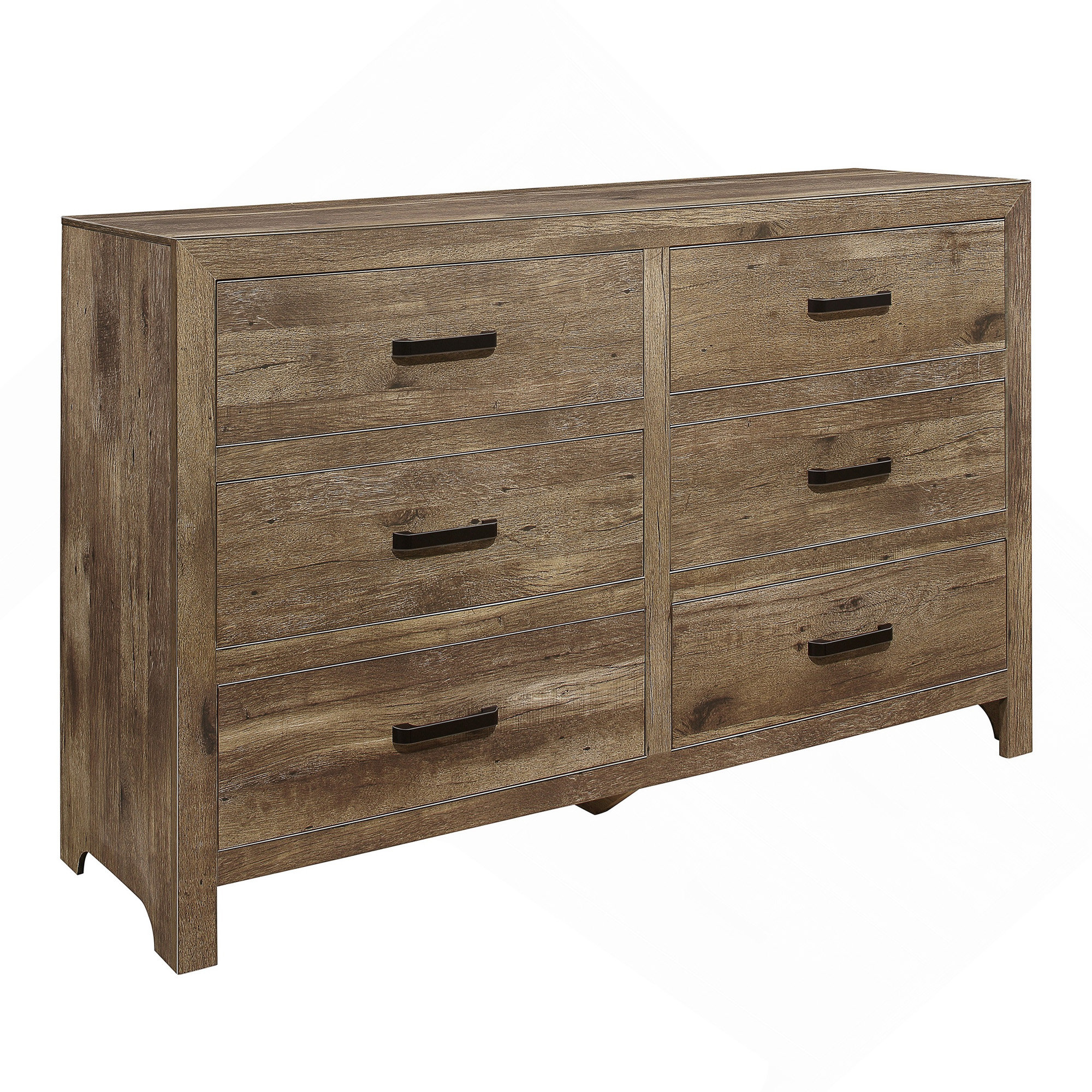 One Allium Way Rustic Style Dresser W 6 Storage Drawers Weathered Pine ...
