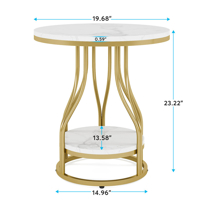Table de bout Megois 23,22, Blanc / Doré