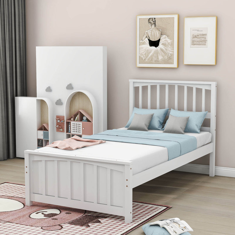 Lit plateforme simple en bois, Blanc