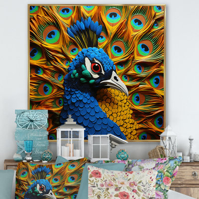 Bleu majestueux paon Splendor II - paon, art mural animal